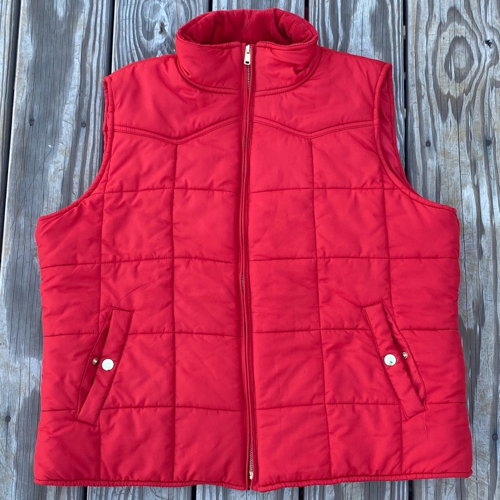 Chaps Red Puffer Vest Womens
